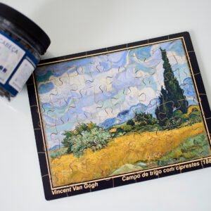 Quebra-Cabeça Campo de trigo com ciprestes, de Van Gogh 48 peças