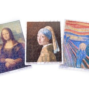 COMBO! Clássicos da Arte com 03 quebra-cabeças: Monalisa, O Grito e Moça com brinco de pérola